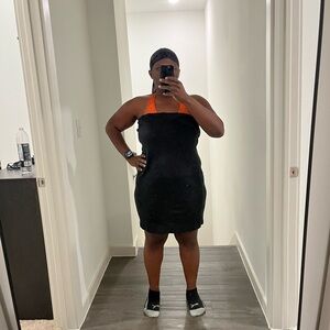 SHEIN Strapless Black Dress with Orange Accent